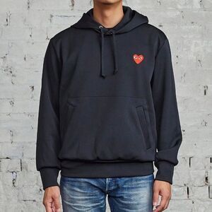 Comme Des Garçons Play Men's Black & Red Heart Hooded Sweatshirt Size XXL